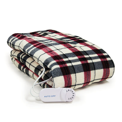 Microplush Heated throw in Linen Plaid style