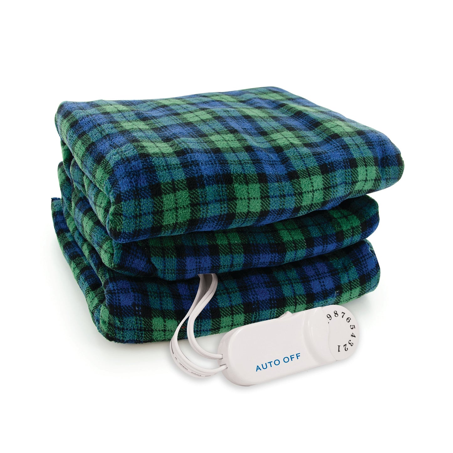 Micro Plush Electric Throw (Blue/Green Plaid)