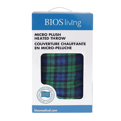 Micro Plush Electric Throw (Blue/Green Plaid)