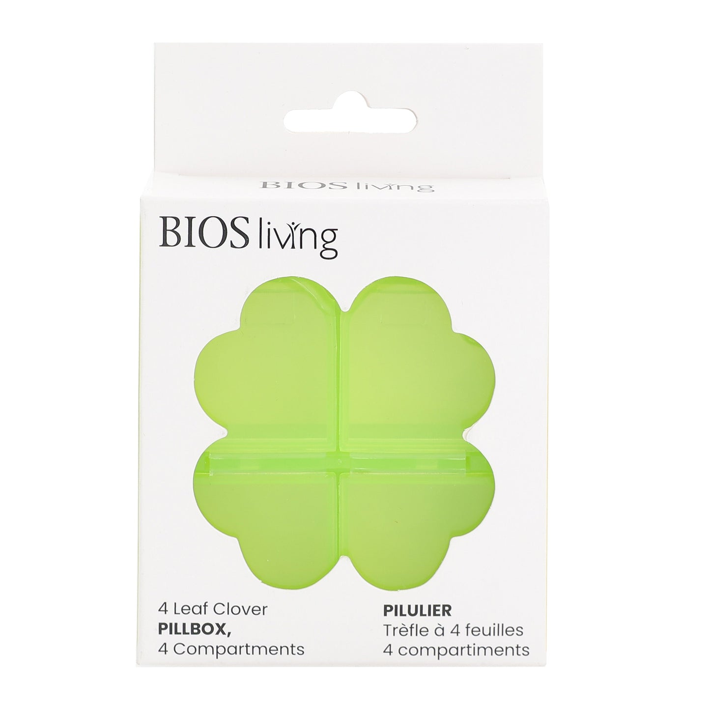 4 Leaf Clover Pillbox in Green Front Packaging Photo