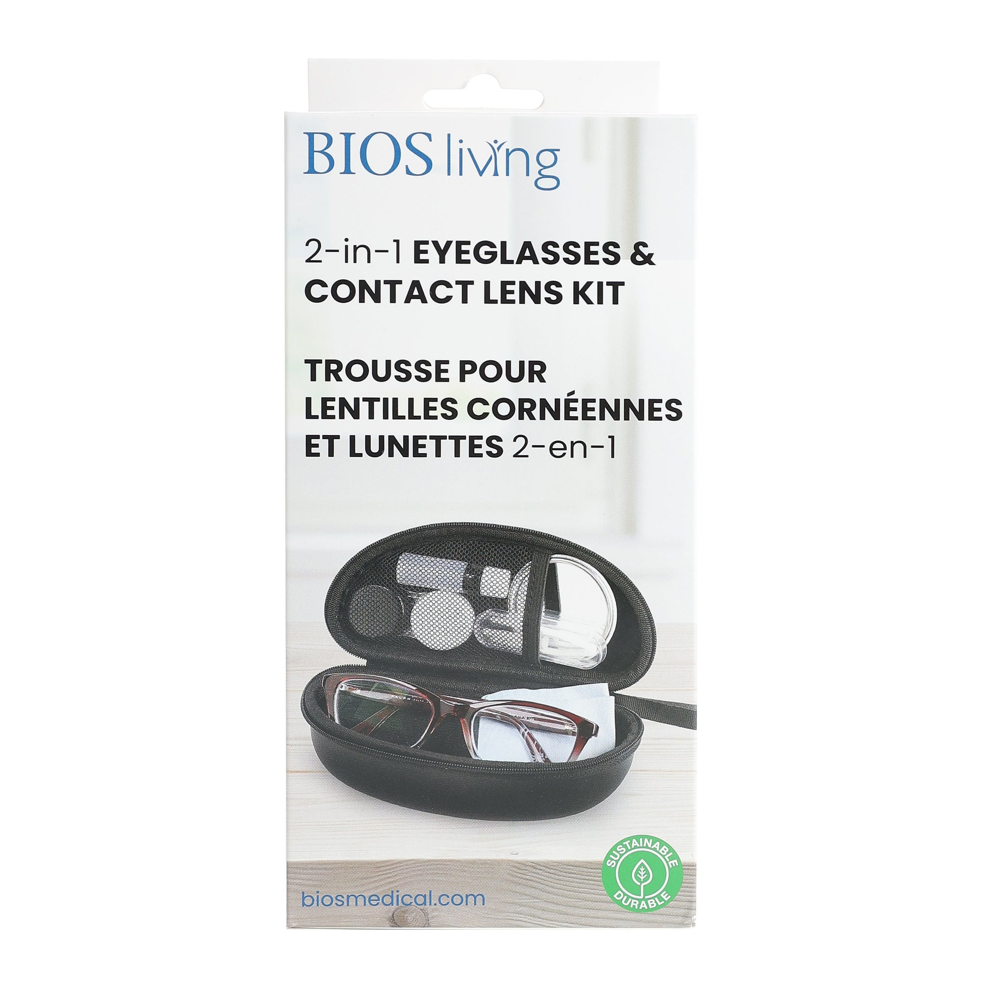 2-in-1 Eyeglasses & Contact Lens Case Front Packaging Photo