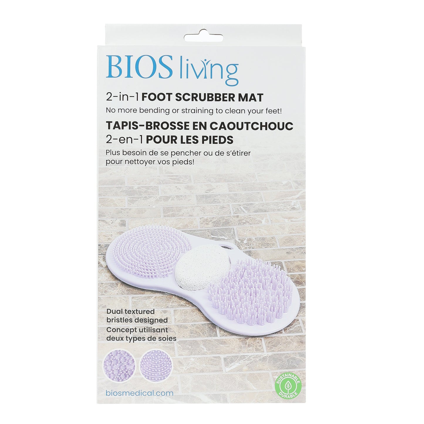 2-in-1 Foot Scrubber Mat Front Pacakaging Photo