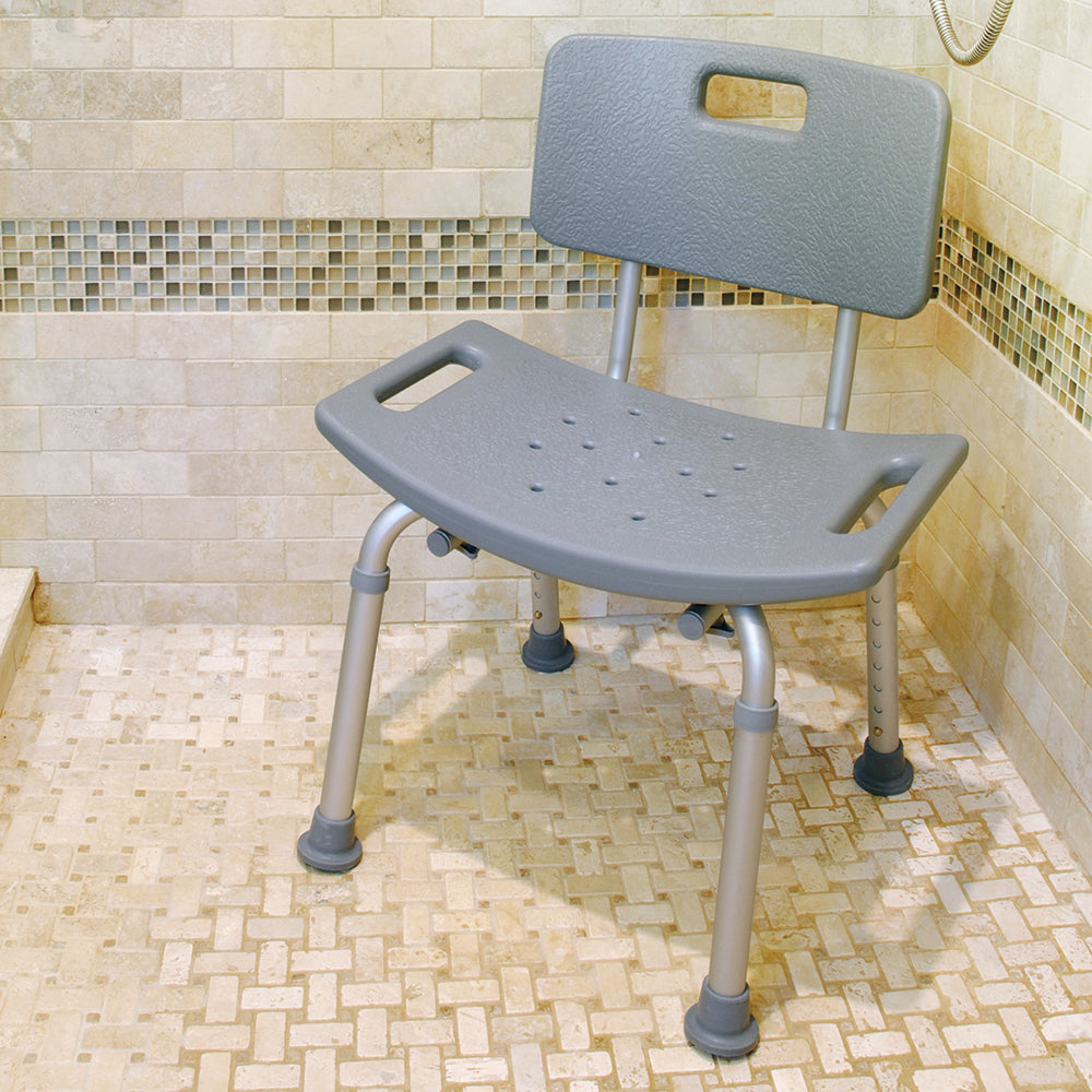 59001 Adjustable Bath Bench with Back in Shower Stall