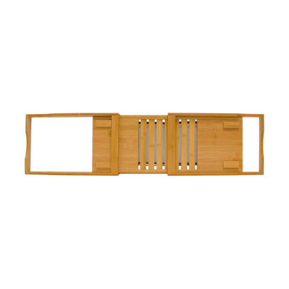 Bottom view of the Bamboo Bathtub Caddy, extended