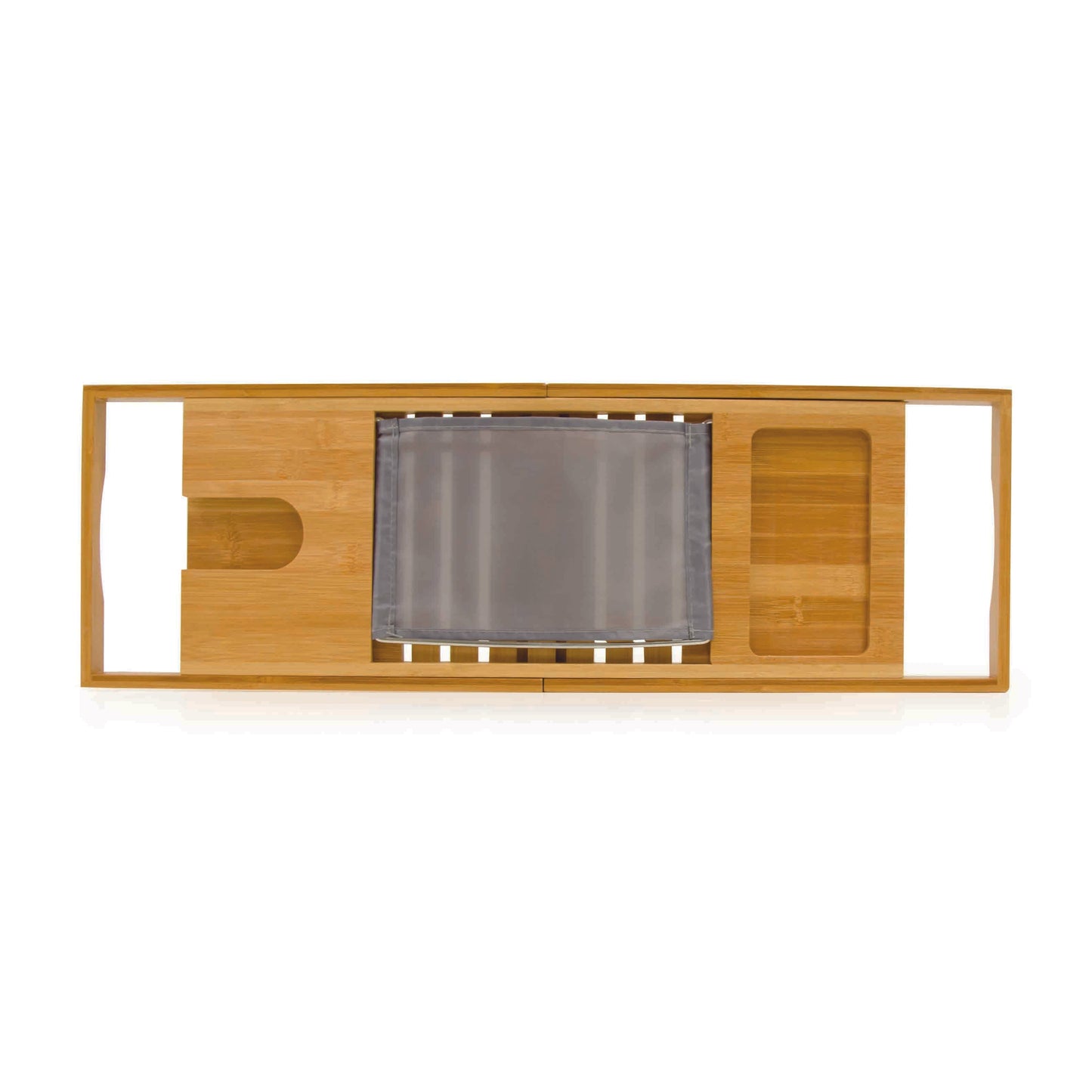 Top view of the Bamboo Bathtub Caddy, closed