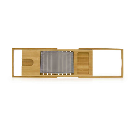 Top view of the Bamboo Bathtub Caddy, extended