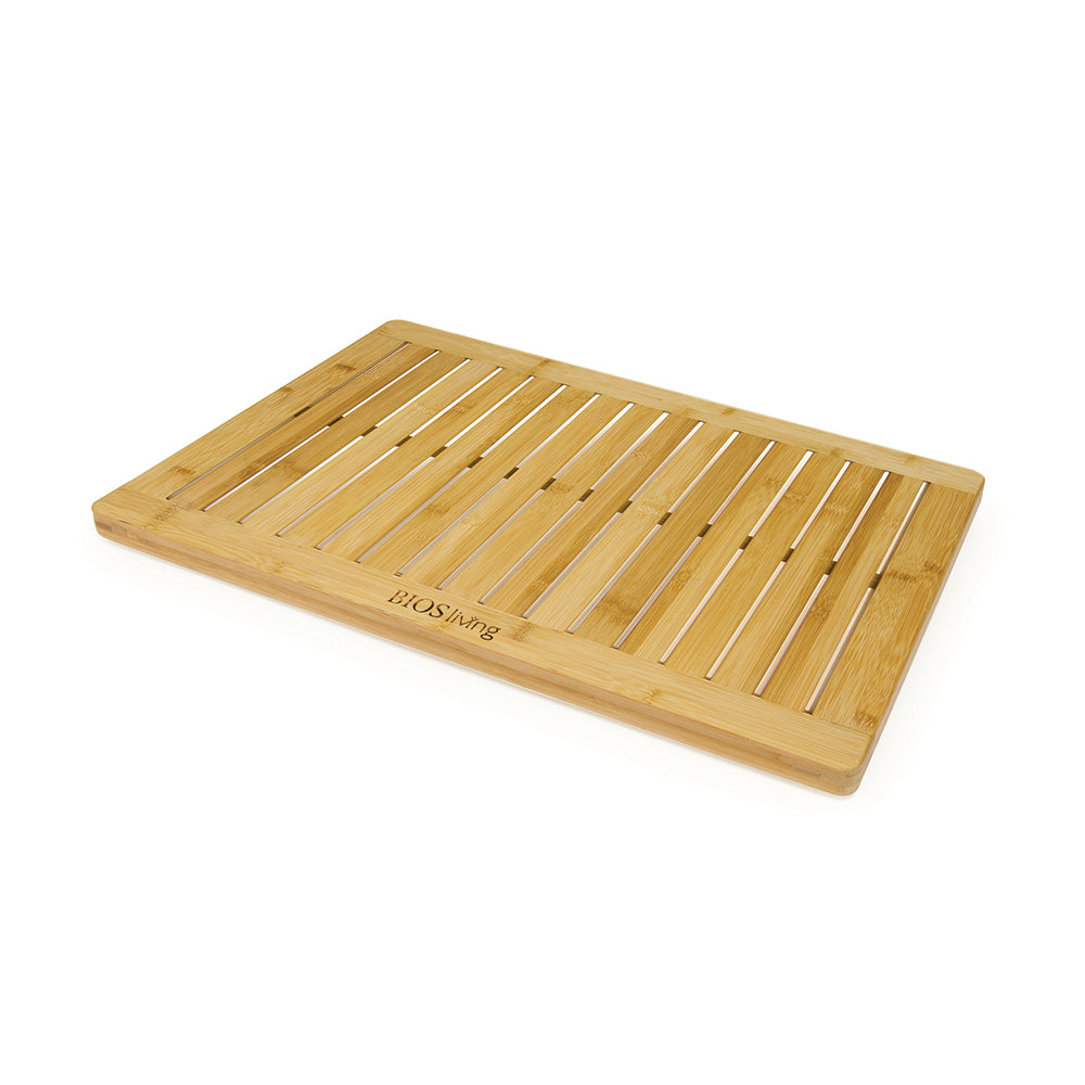 Bamboo Shower Crate Mat on angle