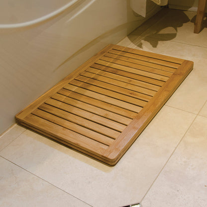 Bamboo Shower Crate Mat on bathroom floor