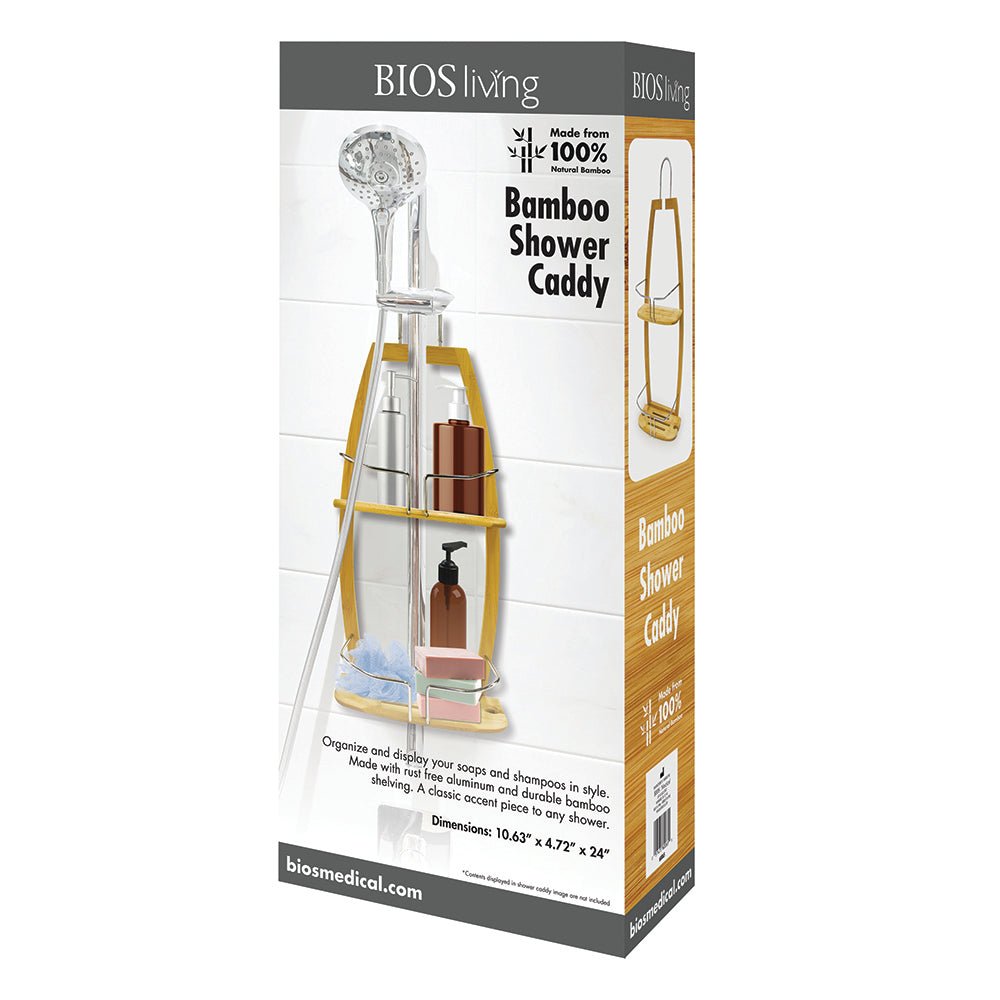 Bamboo Shower Caddy retail packaging