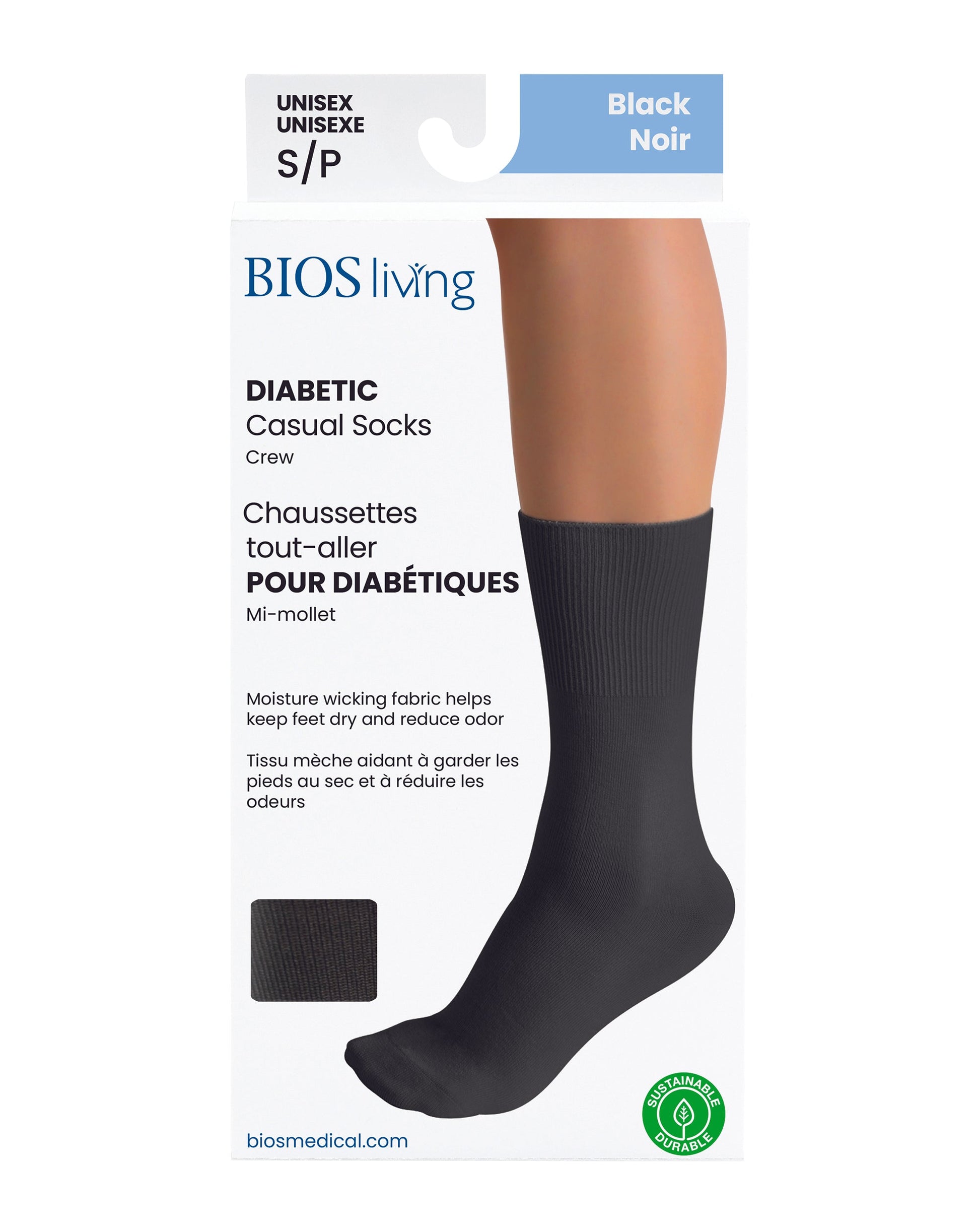 Diabetic Sock - Black Front Packaging Photo