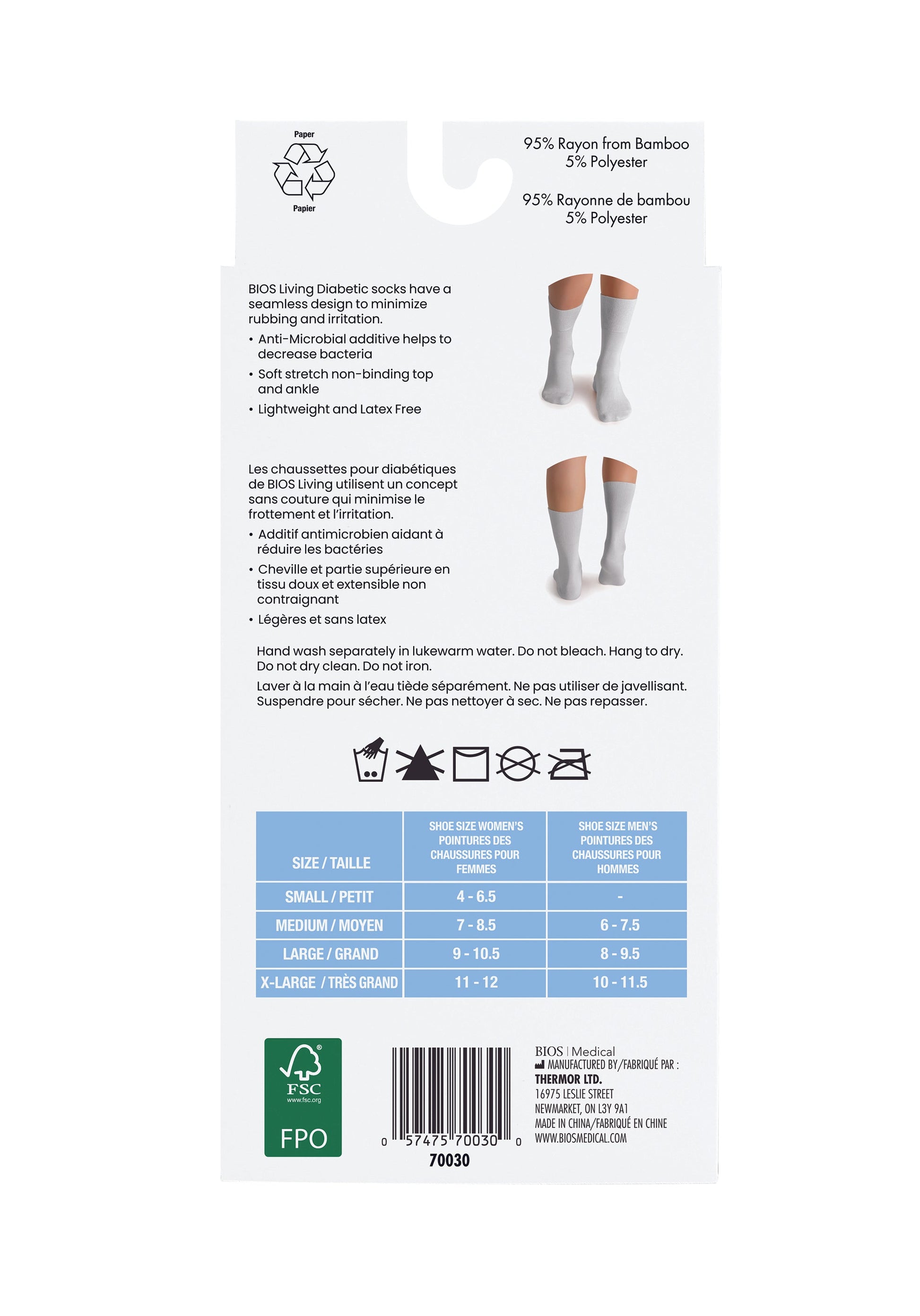 Diabetic Sock - White Back Packaging Photo