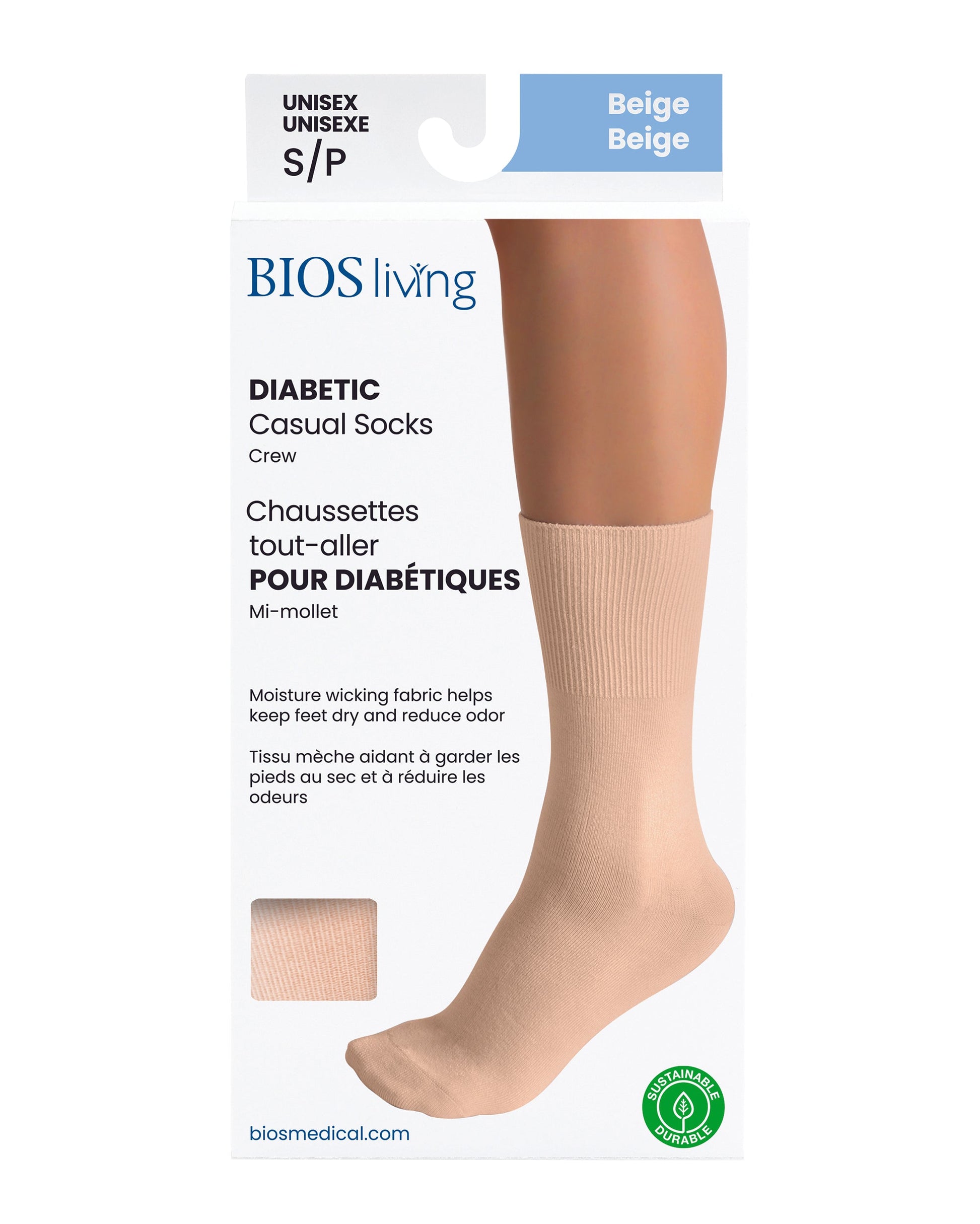 Diabetic Sock - Beige Front Packaging Photo