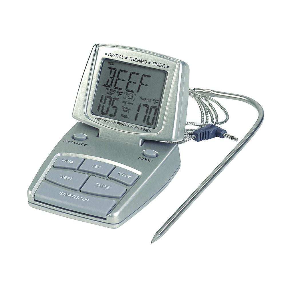 DT100 Pre-Programmed Meat and Poultry Thermometer and Timer with Probe on Angle