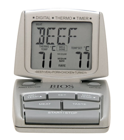 DT100 Pre-Programmed Meat and Poultry Thermometer and Timer folded