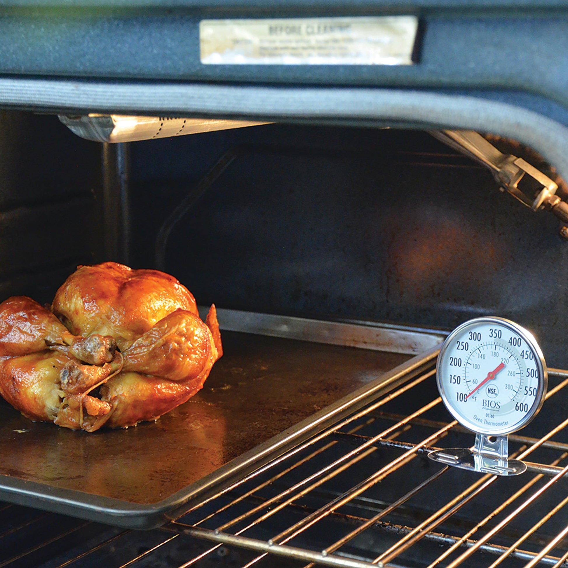 DTI60 Dial Oven Thermometer in the Oven with a chicken