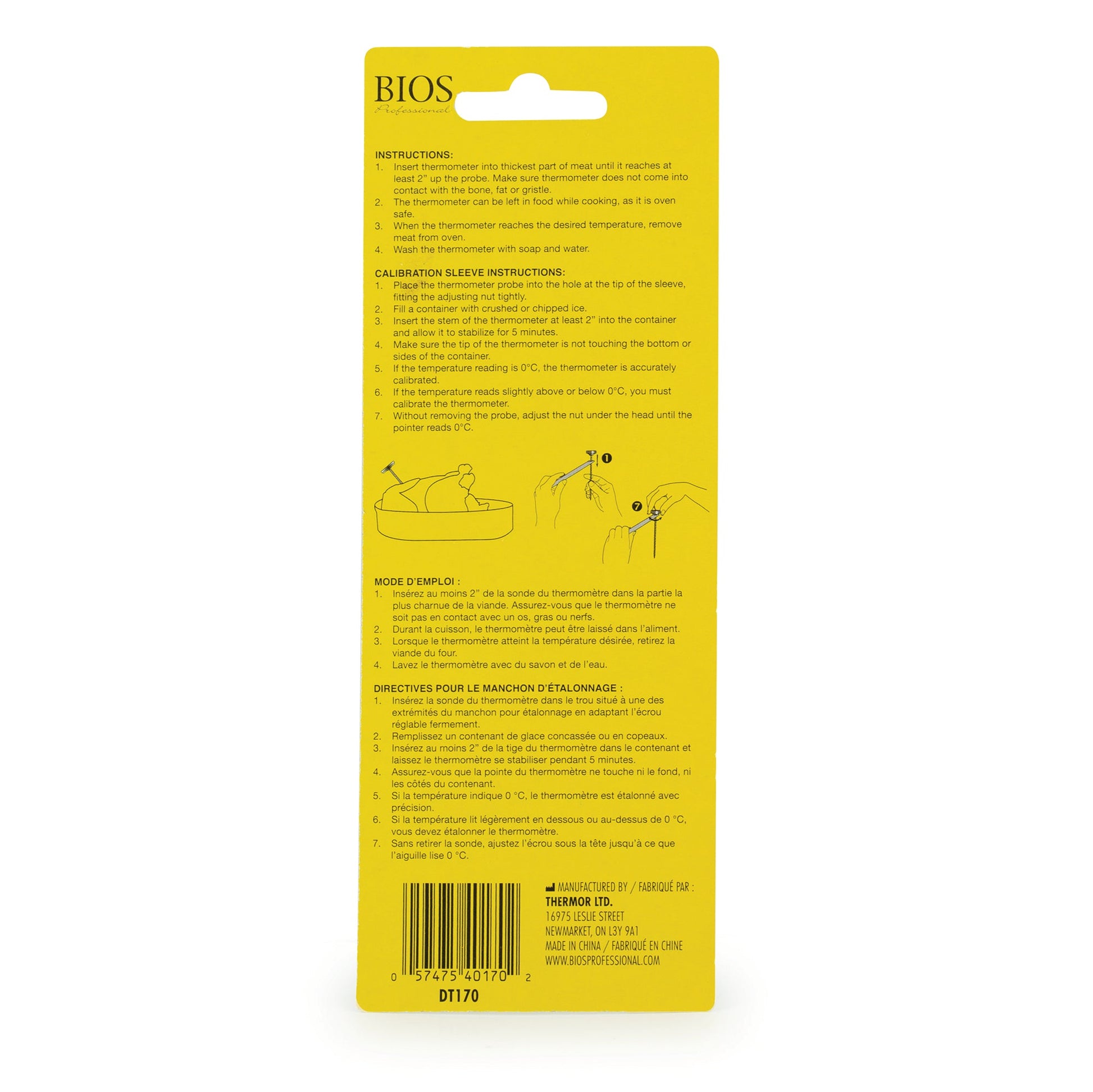 DT170 1" Dial Thermometer back of  Retail Packaging