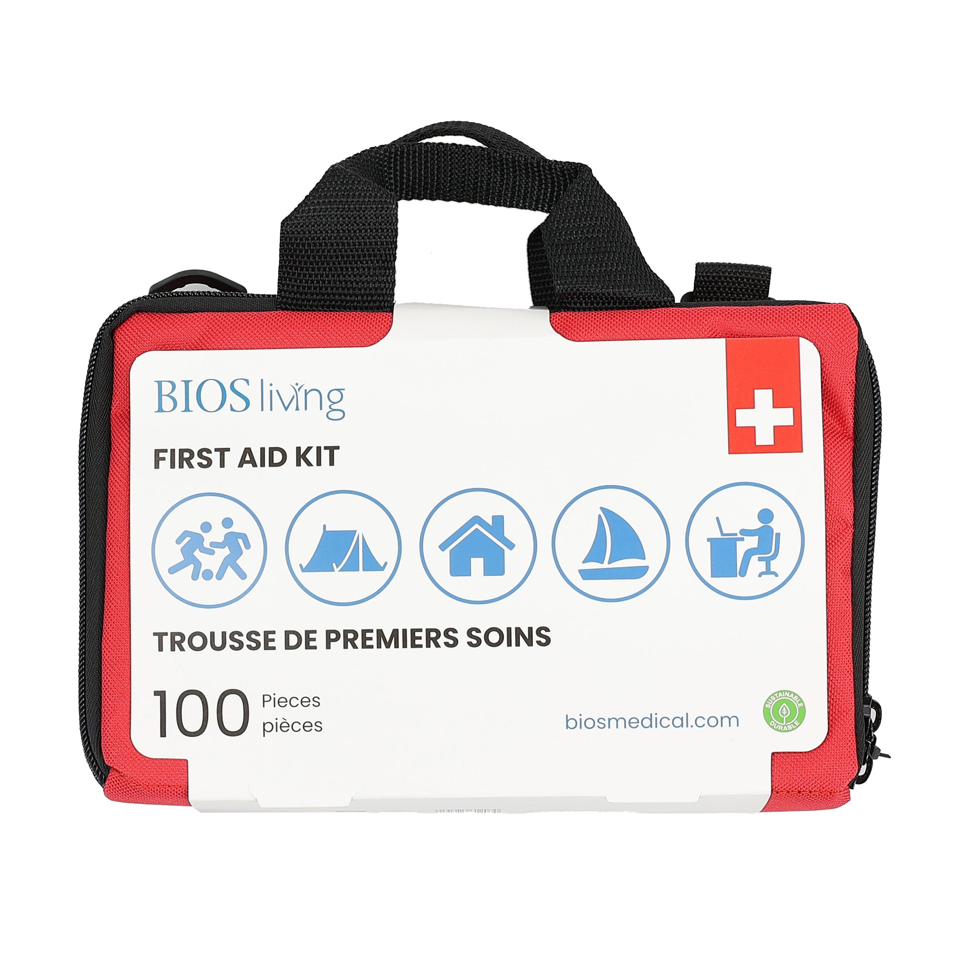 100 pieces first aid kit front package