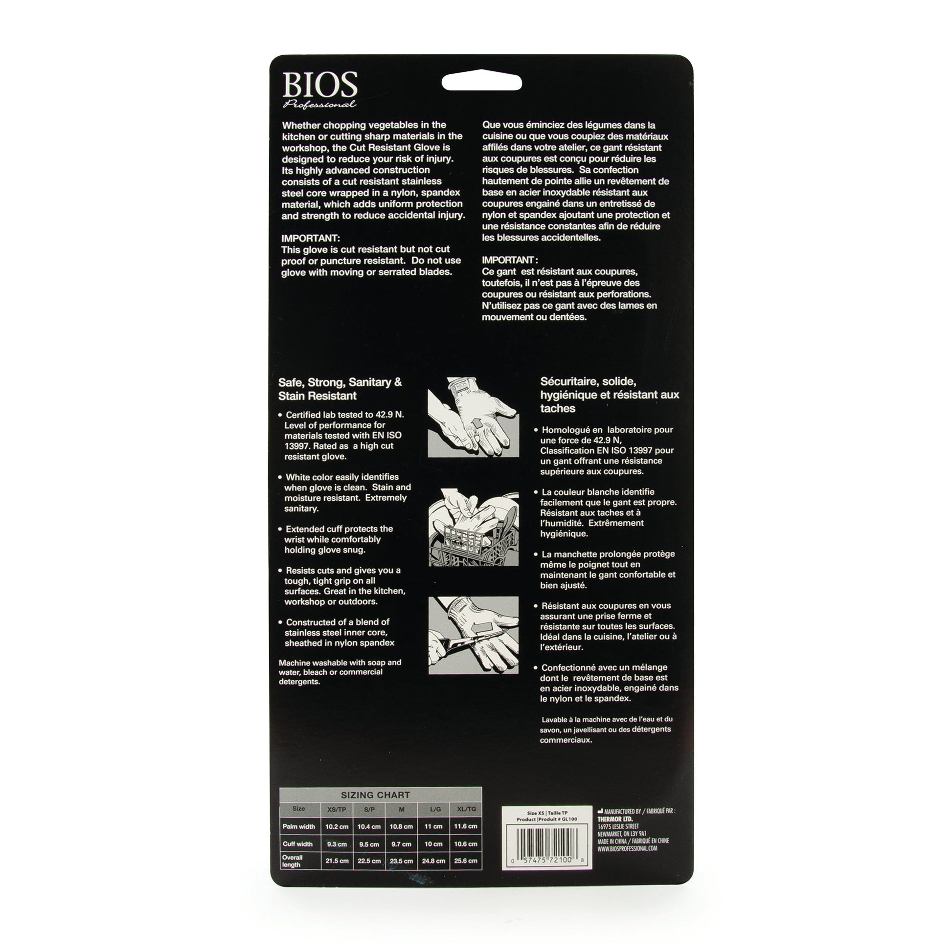 GL100 Extra Small Cut Resistant Glove in Retail Packaging - Back