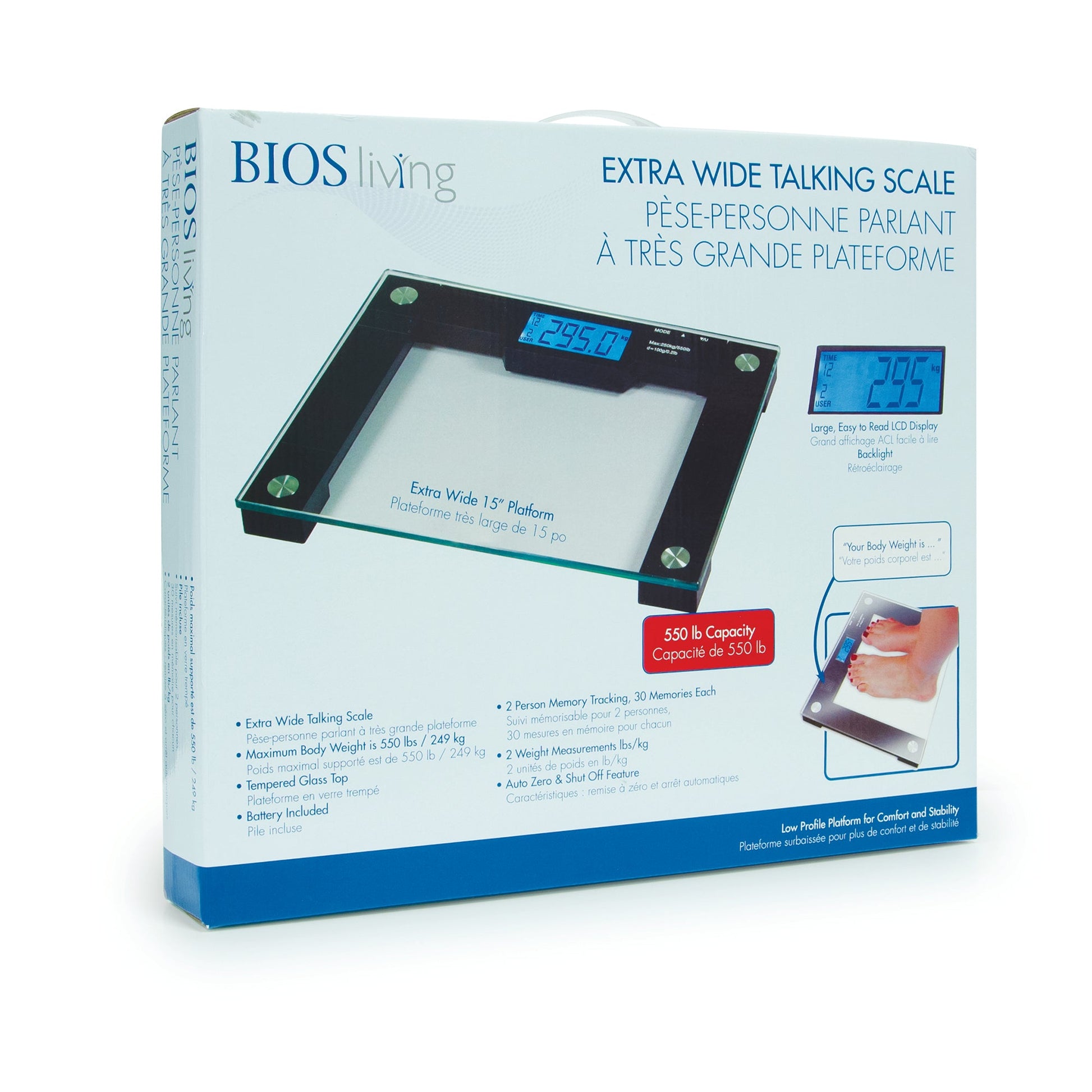 LF751 BIOS Living Extra Wide Talking Scale retail packaging