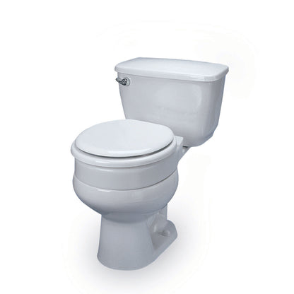 round toilet riser on a toilet