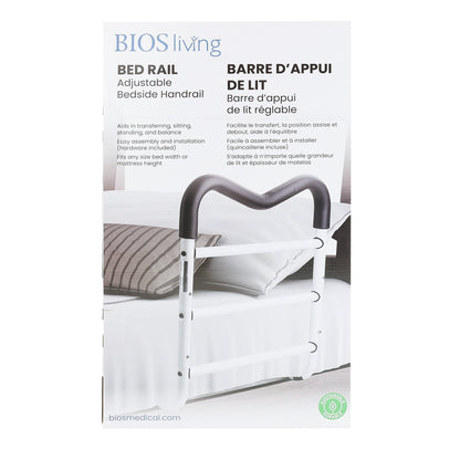 front view of the packaging of the bed rail