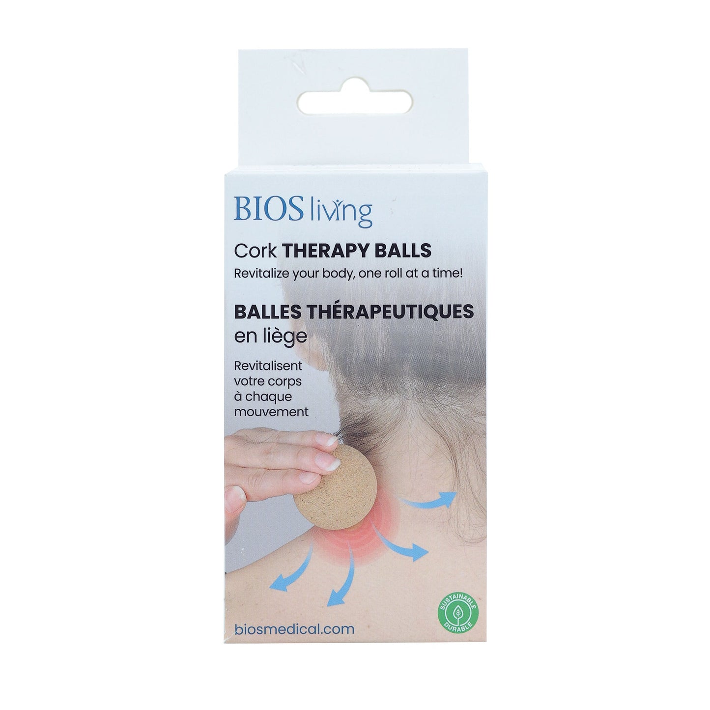 front view of packaging of the massage therapy balls