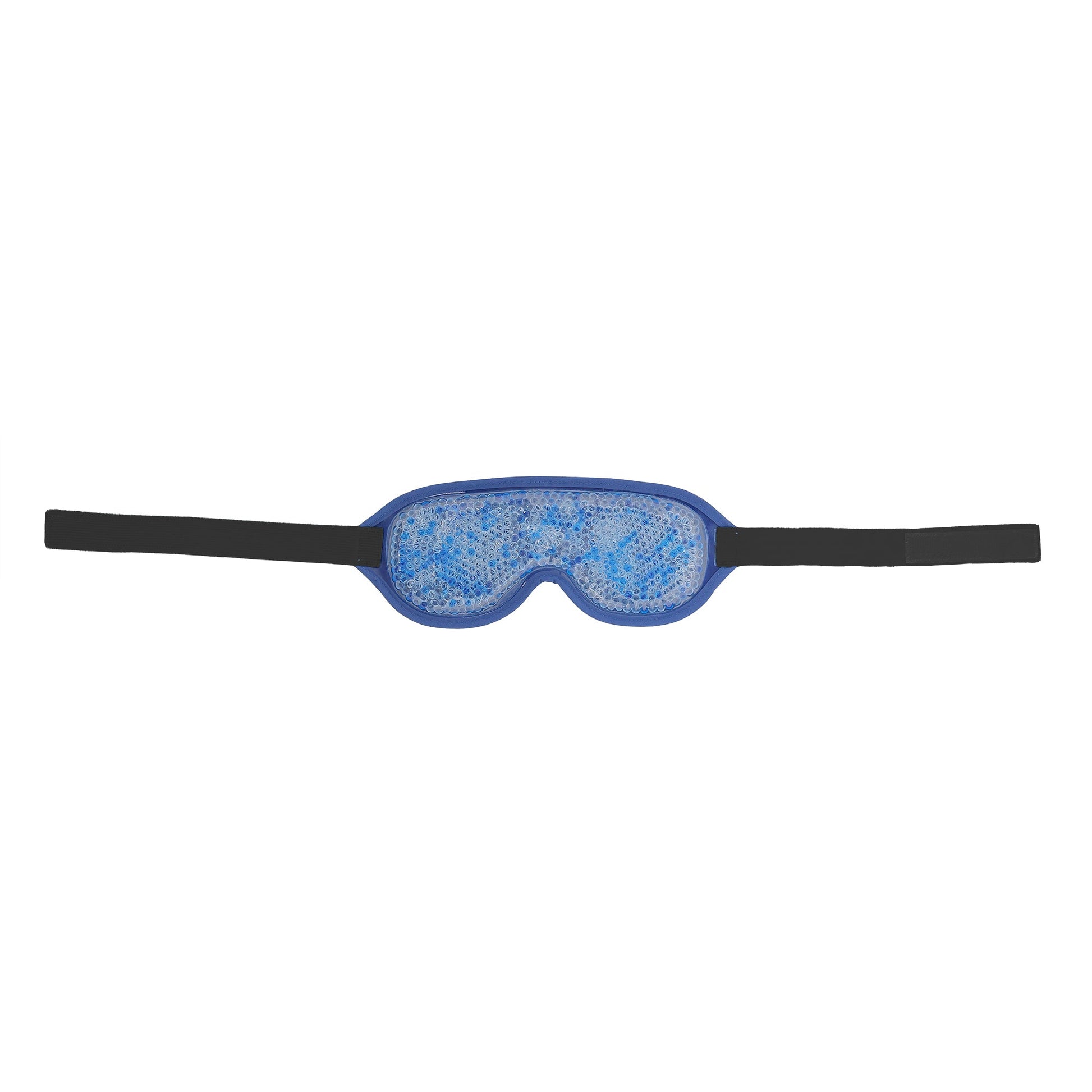 front view of the gel bead eye mask with open straps