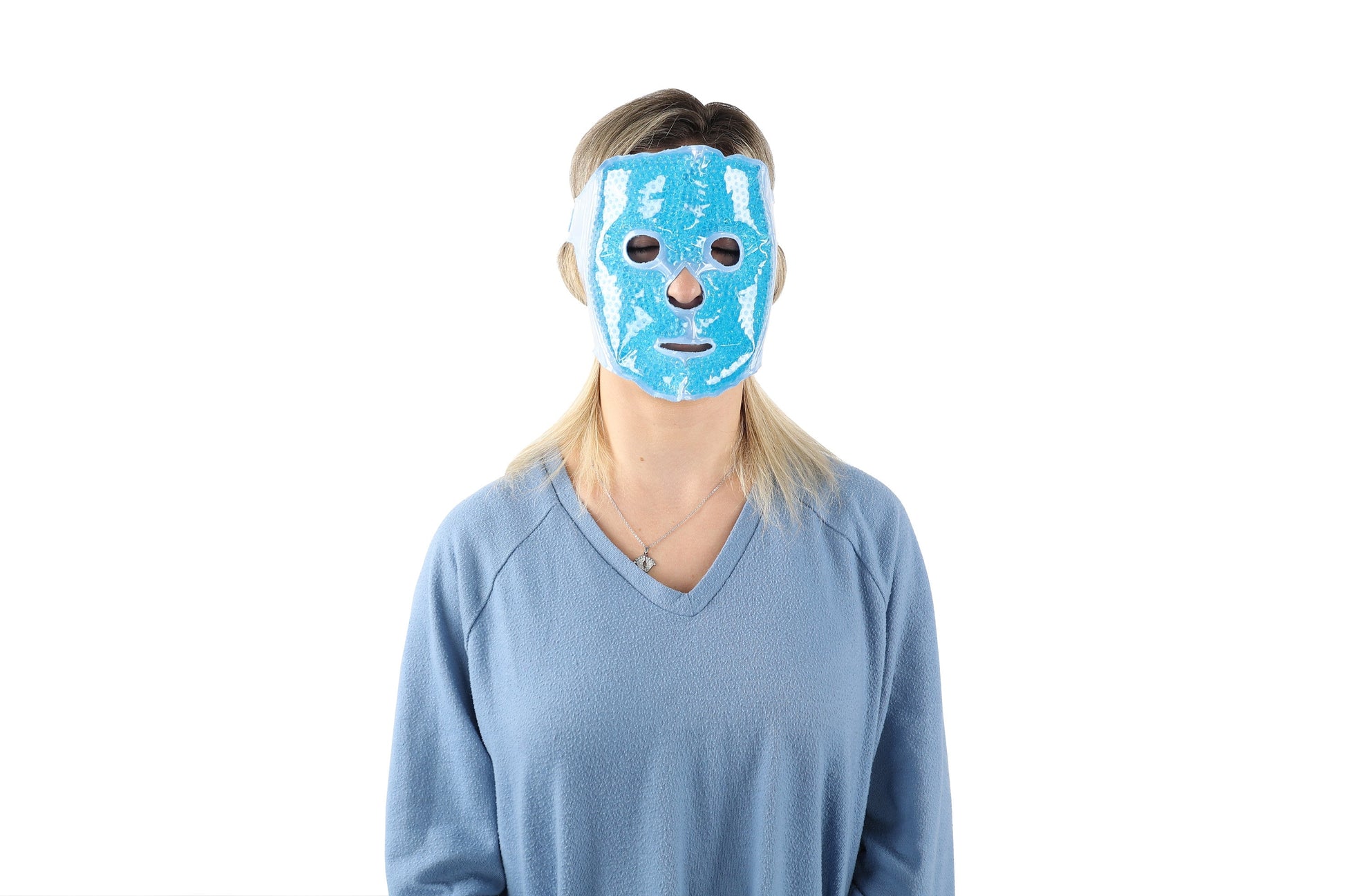 gel bead face mask on a person