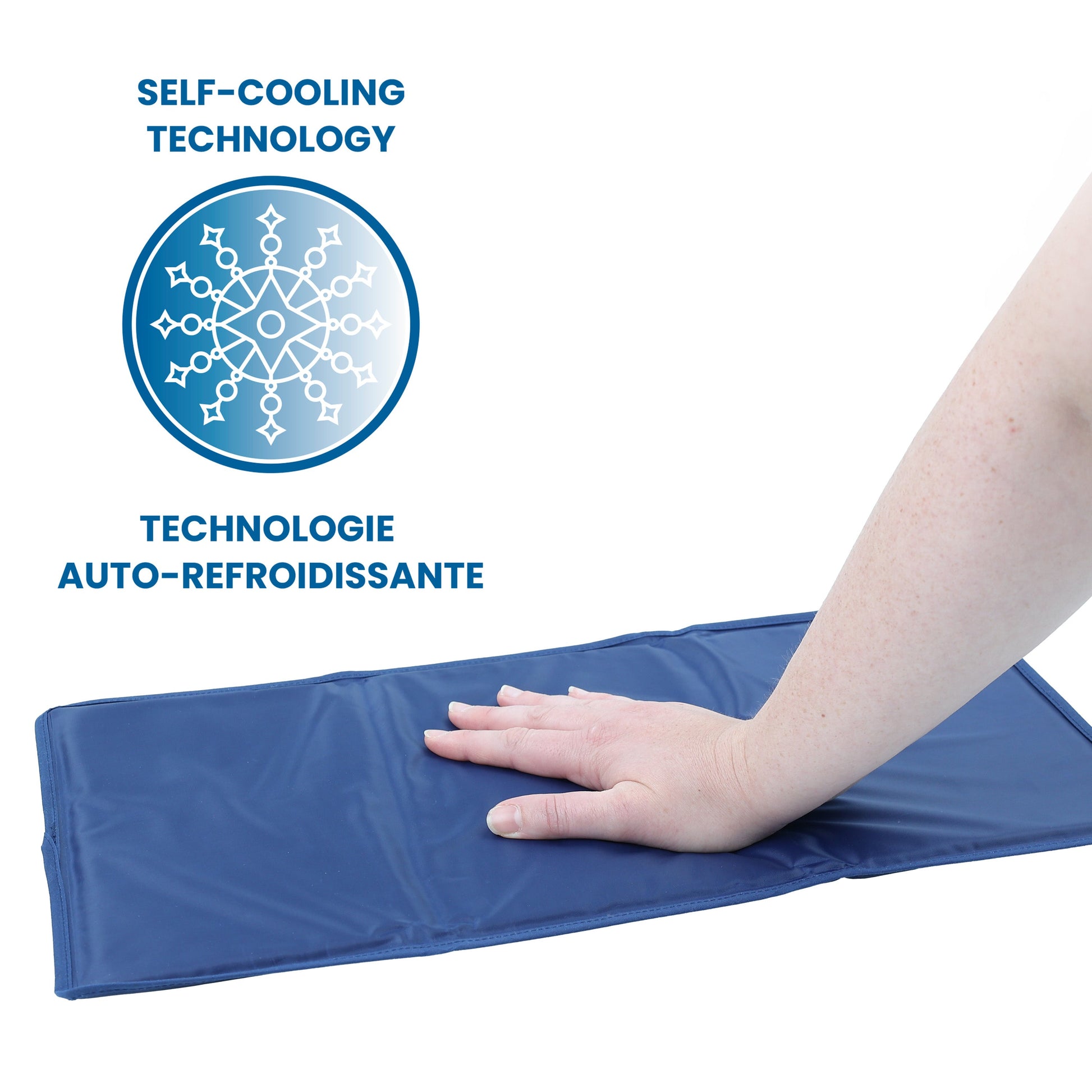 cooling gel pad with a hand on it, Self cooling technology