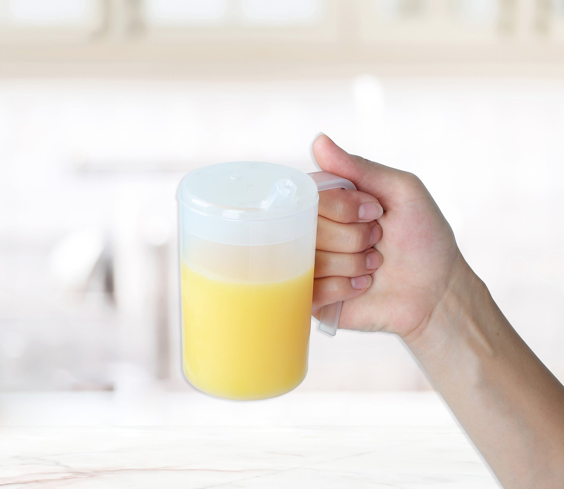 Large Handled Transparent Mug with juice