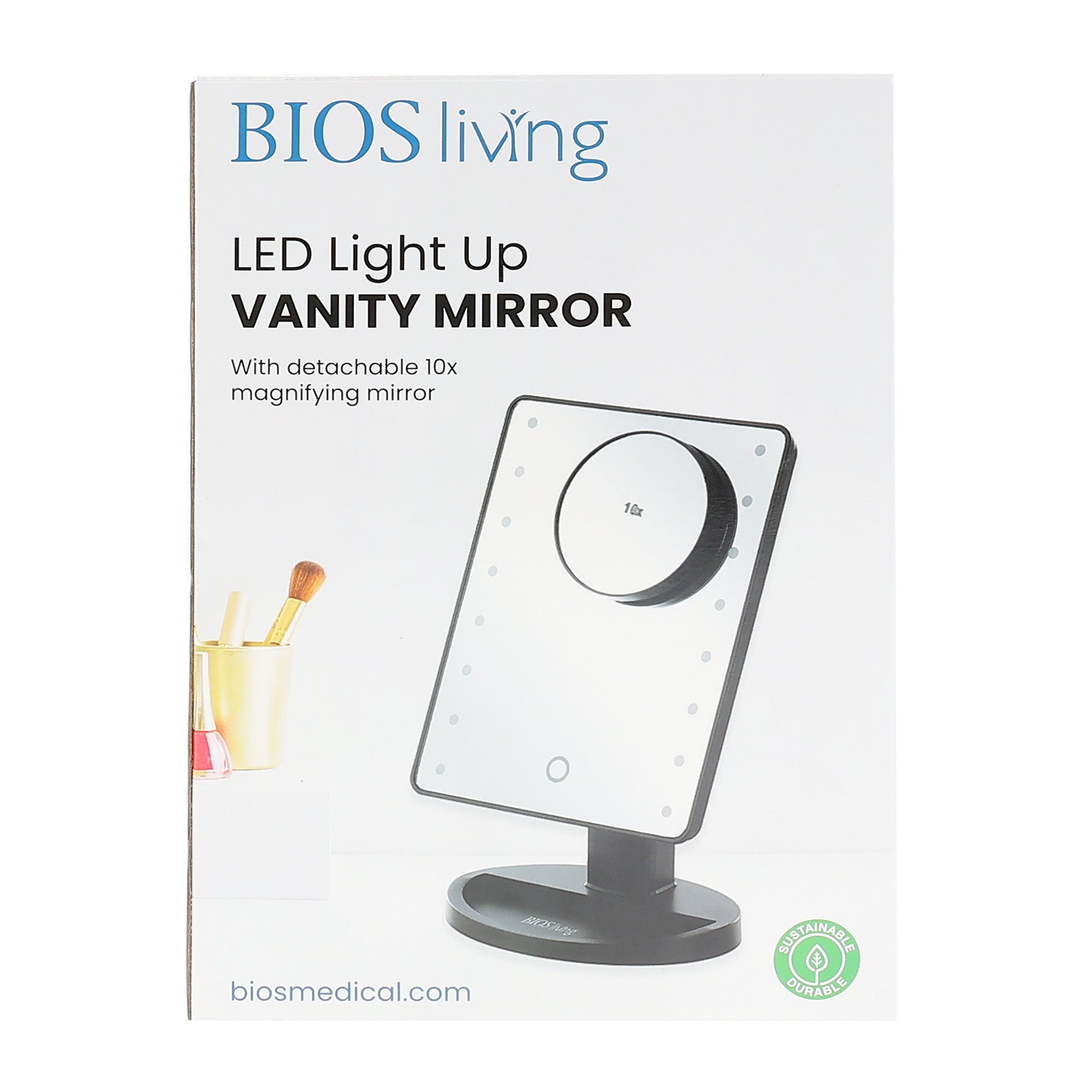 Vanity mirror in its packaging