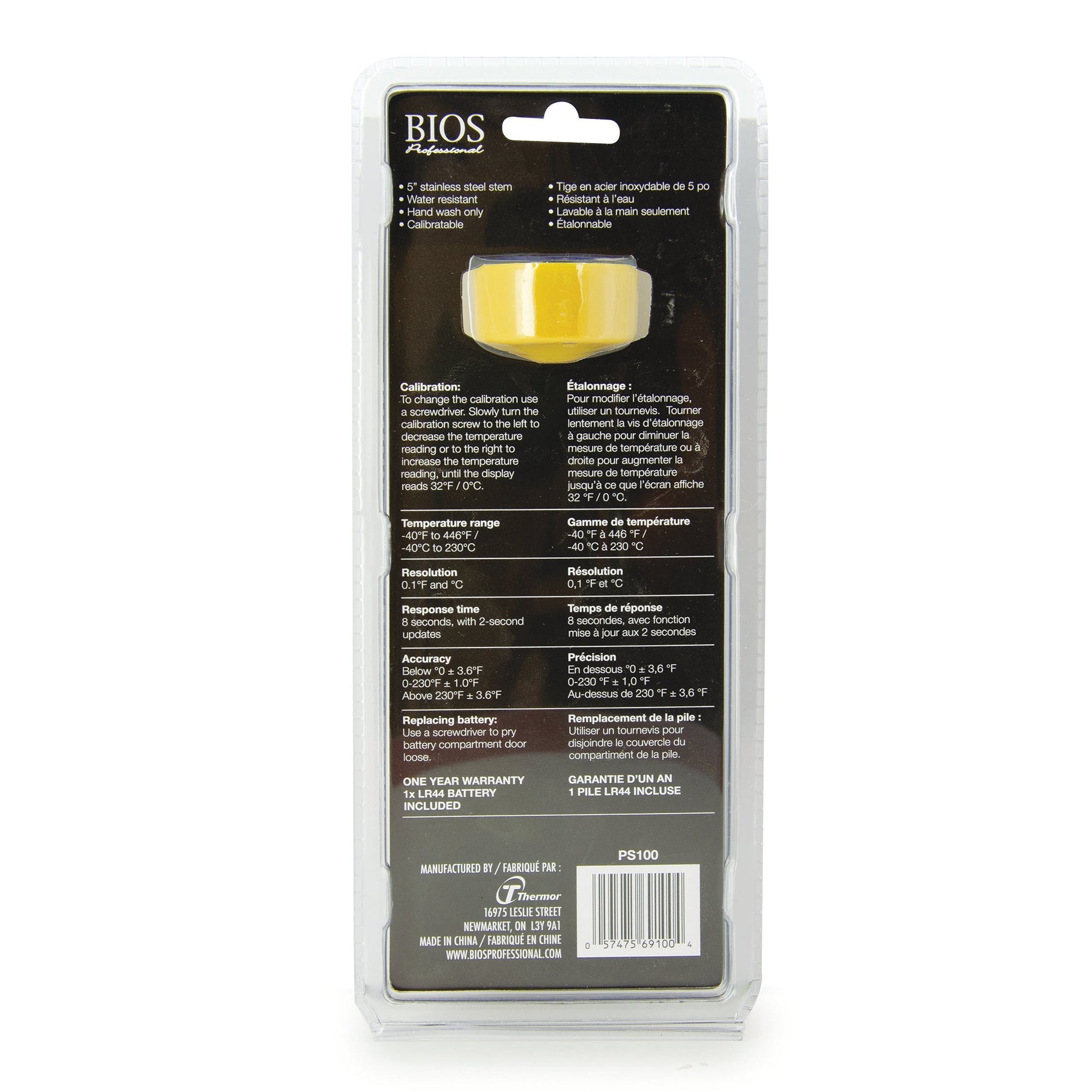 PS100 Digital Pocket Food Thermometer retail packaging - back