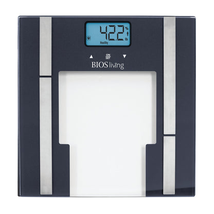 picture of a glass, digital body fat scale