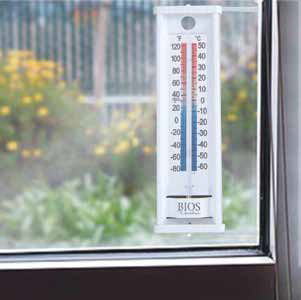 Thermometer mounted on window 